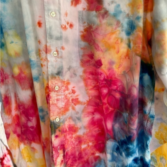 Hand Crafted Brooks Brothers Tie Dye button down shirt MENS 16 1/2 34 super nice - Picture 3 of 6
